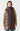 Hooded Faux Leather Puffer Vest - Brown